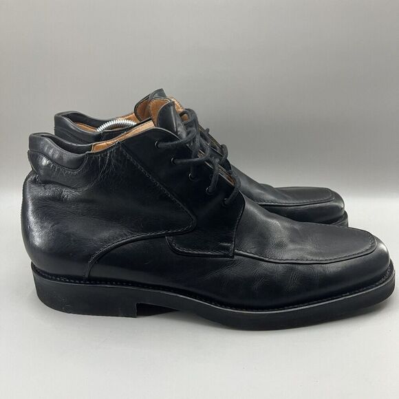 Moreschi Men Size Shoes Black Leather Lace Up Mid Top Round